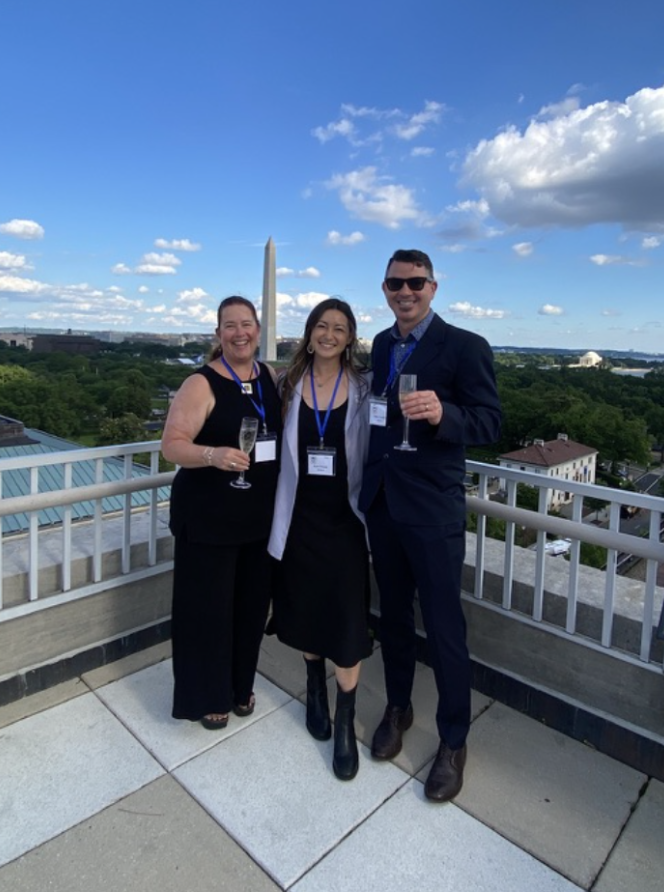 Coral Reef Conservation Program mentors, Mike and Jen, and I on the rooftop of the US Department of the Interior Building after hosting the U.S. Coral Reef Task Force meeting in May.